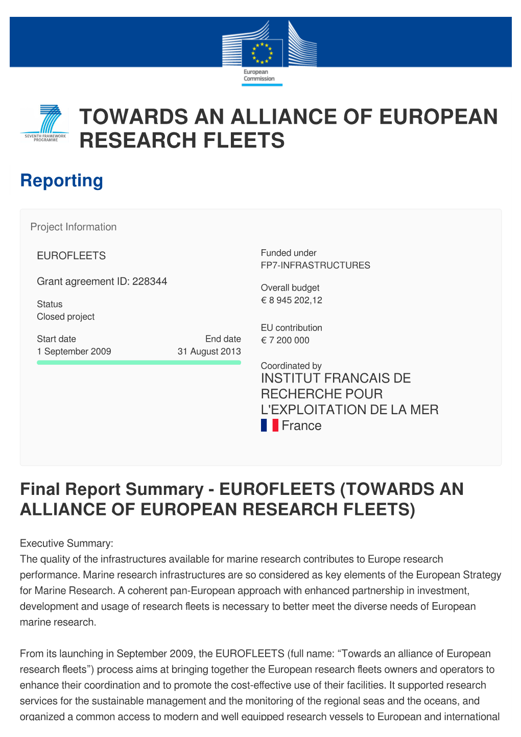 Towards an Alliance of European Research Fleets
