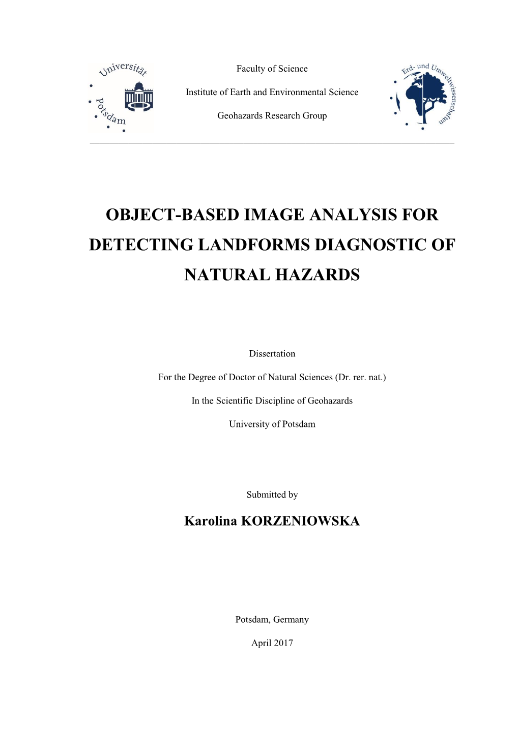 Object-Based Image Analysis for Detecting Landforms Diagnostic of Natural Hazards
