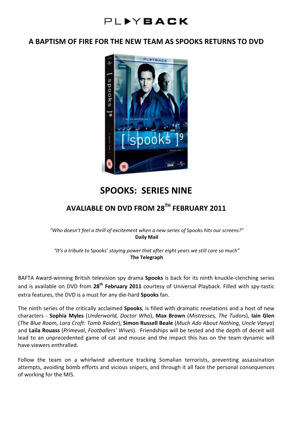 Spooks Returns to Dvd