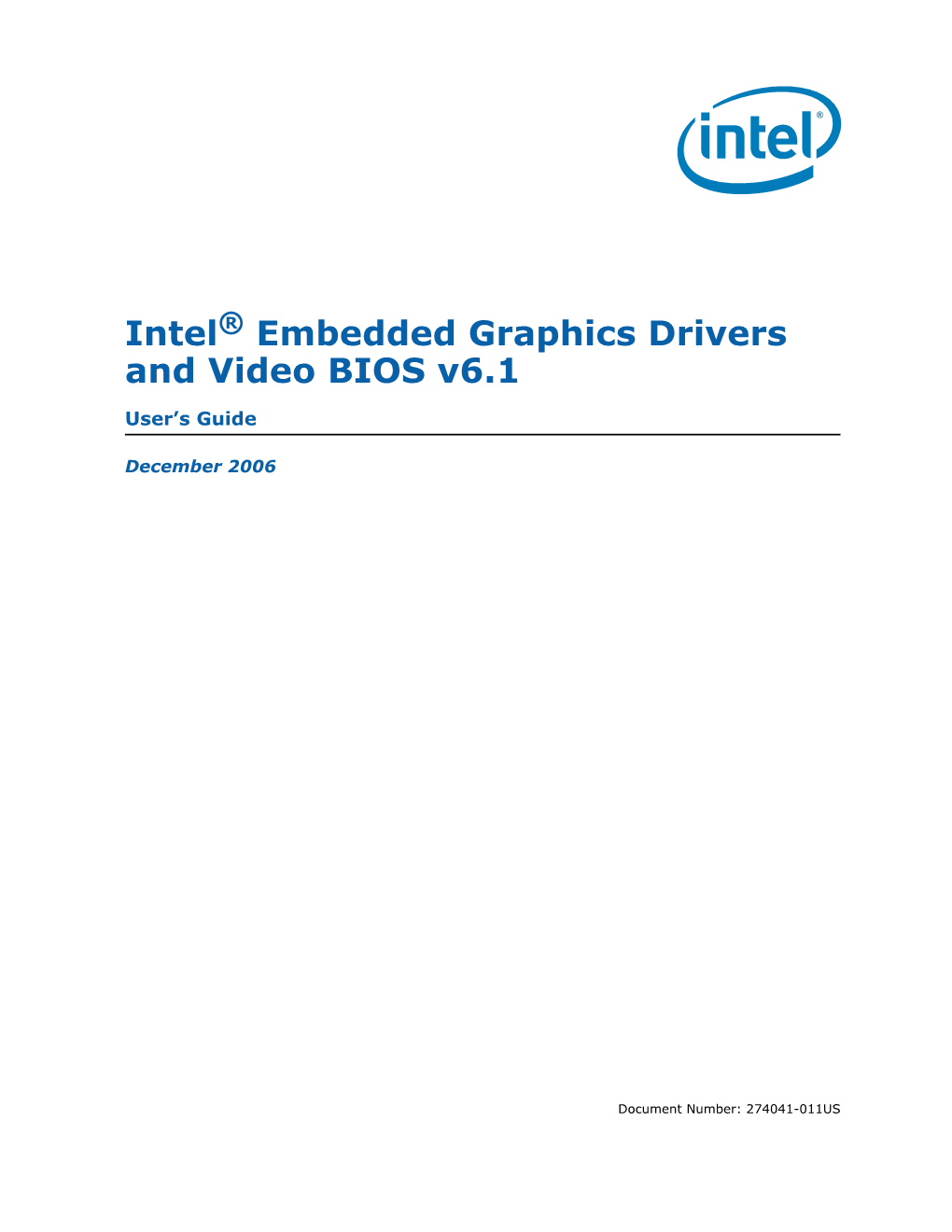 Embedded Graphics Drivers and Video BIOS V6.1 User's Guide