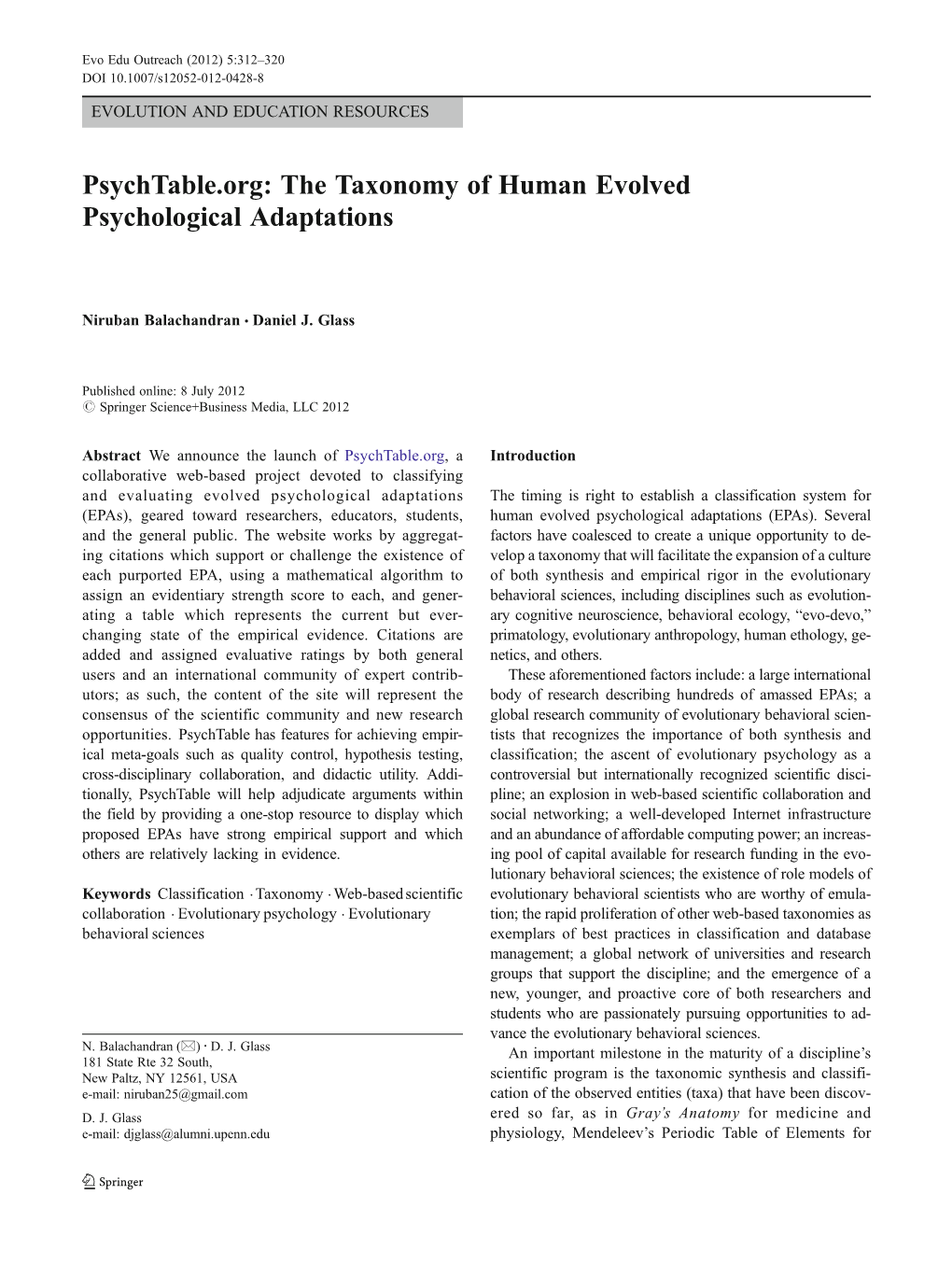 The Taxonomy of Human Evolved Psychological Adaptations