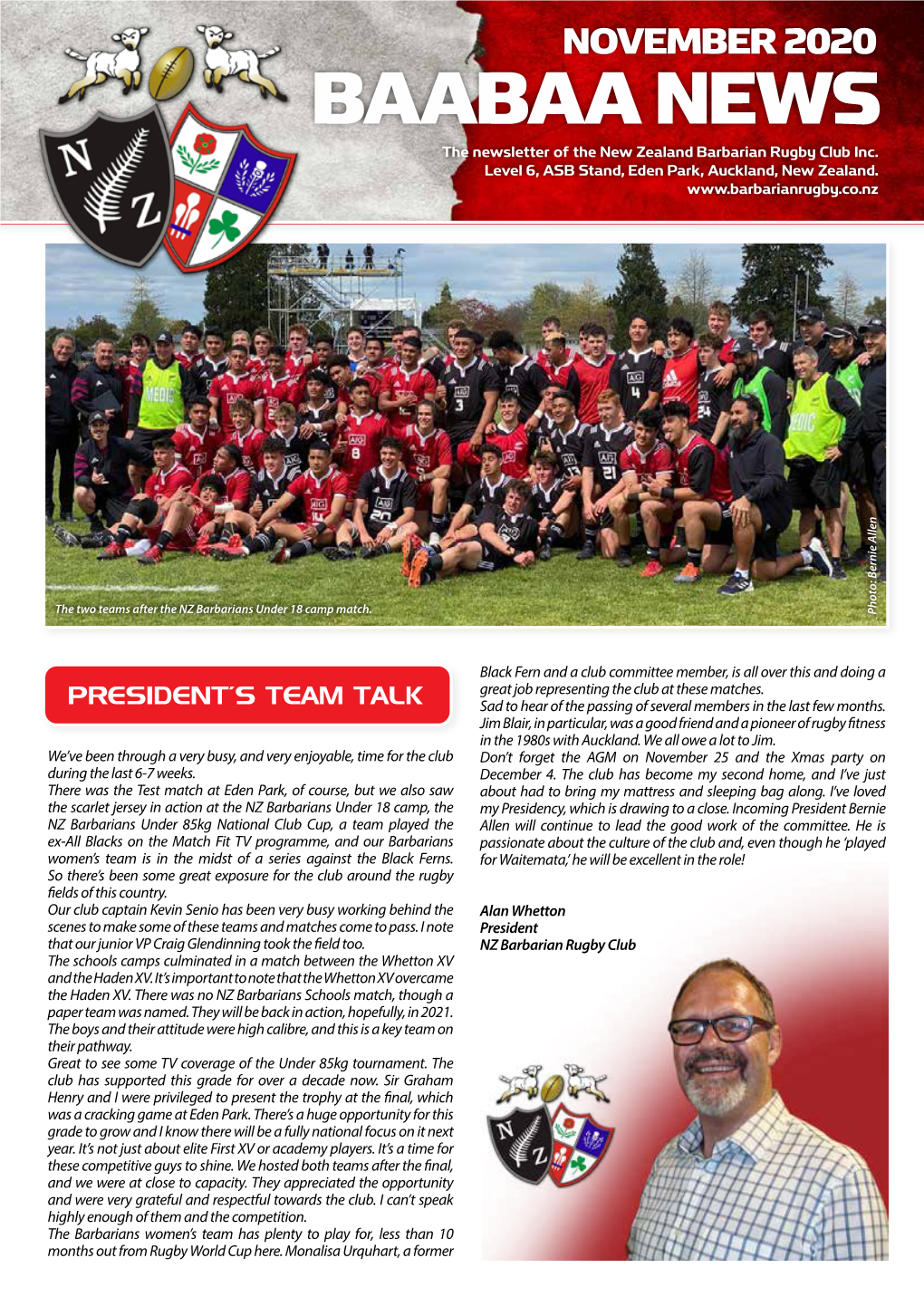 BAABAA NEWS the Newsletter of the New Zealand Barbarian Rugby Club Inc