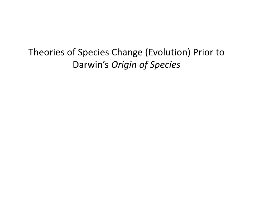 (Evolution) Prior to Darwin's Origin of Species