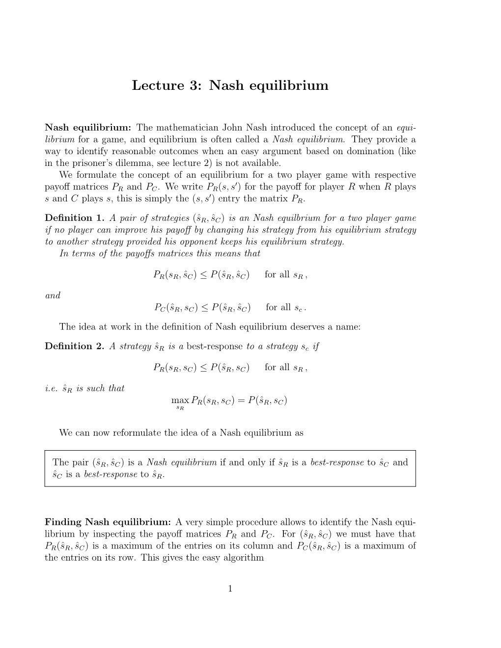 Nash Equilibrium