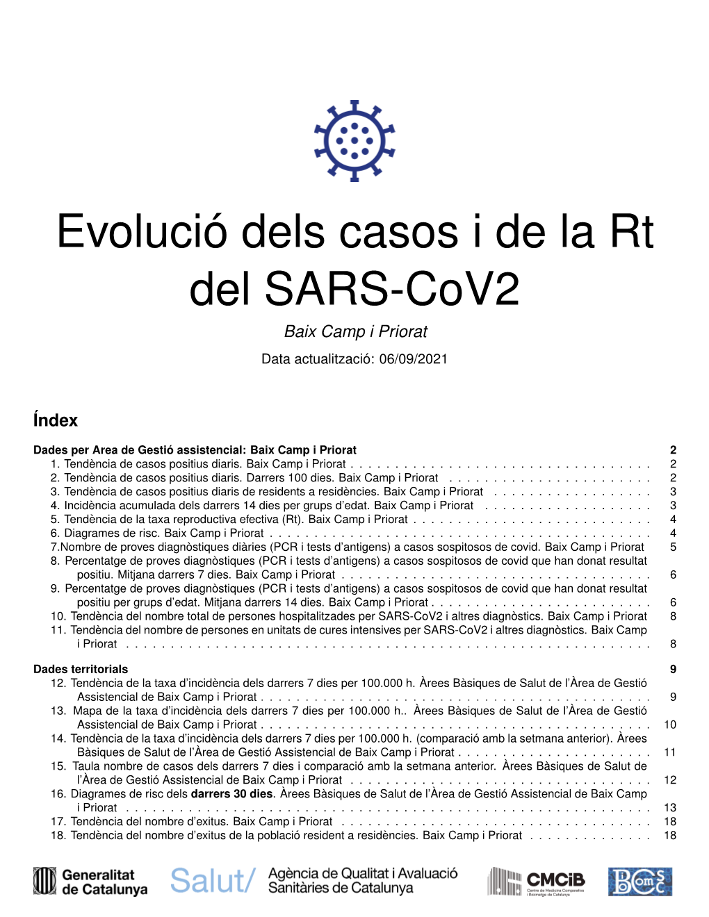 Evolució Dels Casos I De La Rt Del SARS-Cov2 Baix Camp I Priorat Data Actualització: 06/09/2021