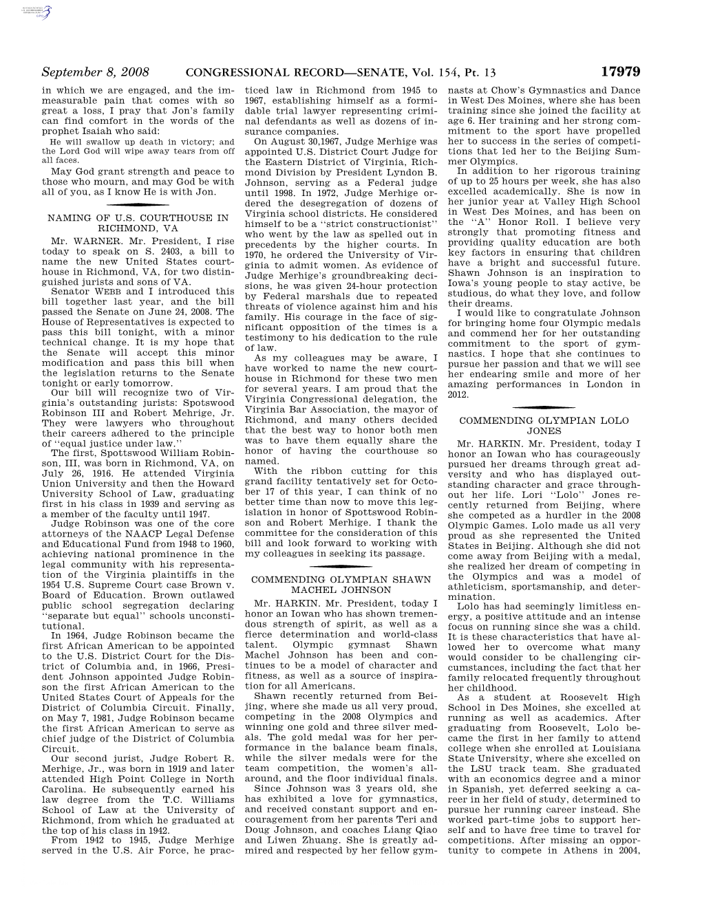 CONGRESSIONAL RECORD—SENATE, Vol. 154, Pt. 13