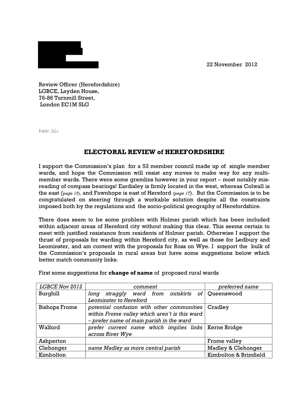 ELECTORAL REVIEW of HEREFORDSHIRE