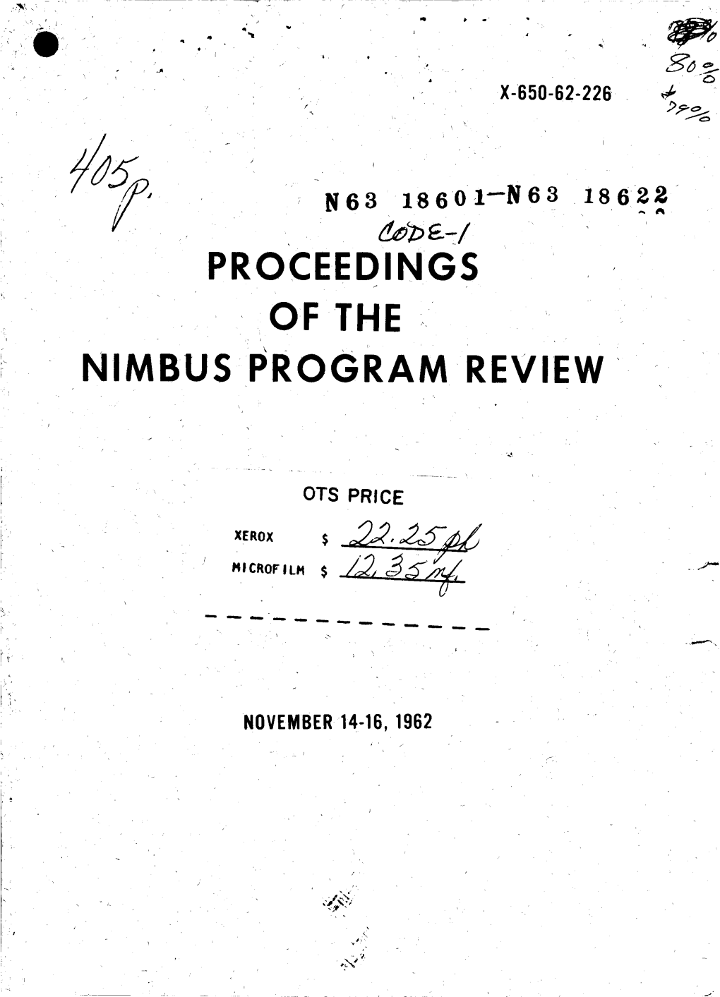 Proceedings of the Nimbus Program Review