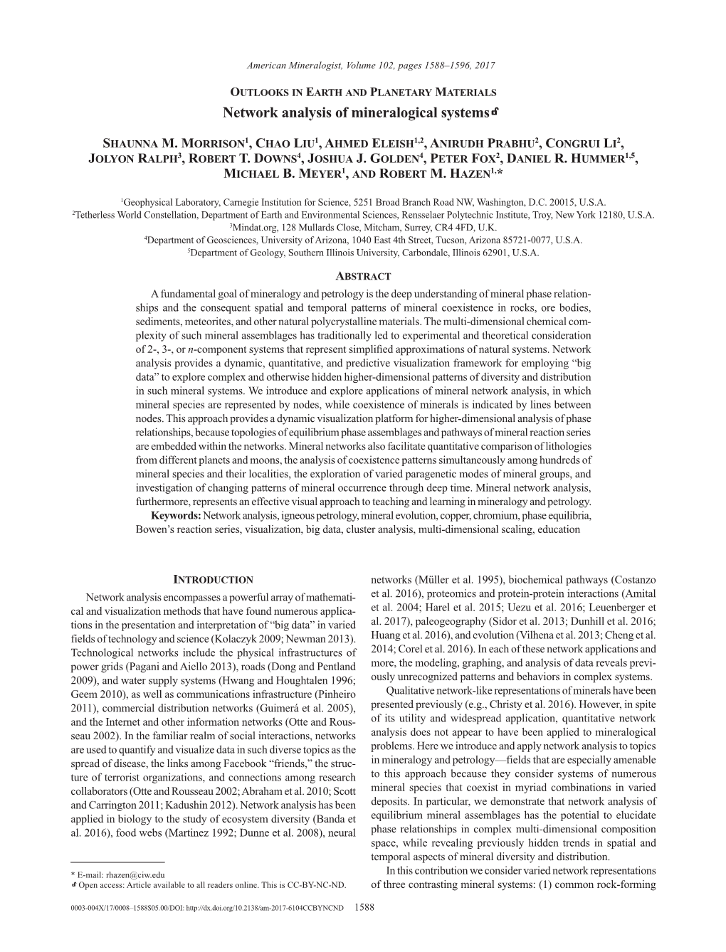 Network Analysis of Mineralogical Systems