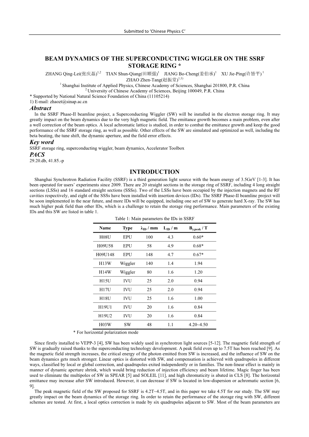 Beam Dynamics of the Superconducting Wiggler on the Ssrf Storage Ring