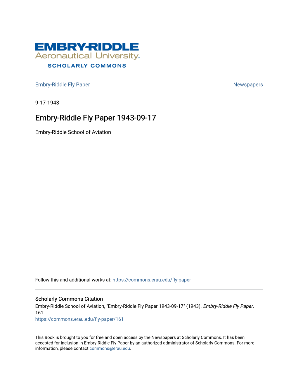 Embry-Riddle Fly Paper 1943-09-17
