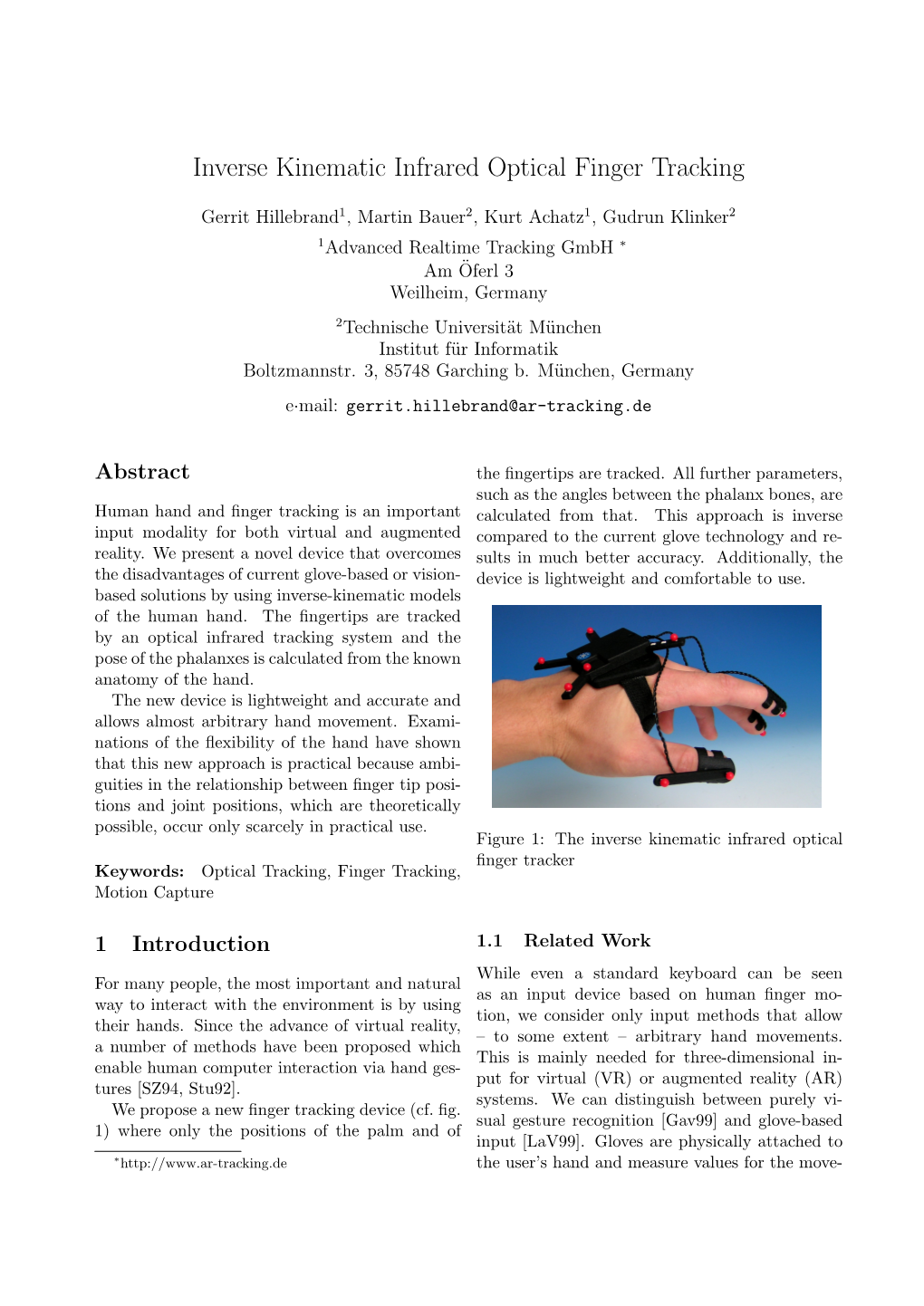 Inverse Kinematic Infrared Optical Finger Tracking