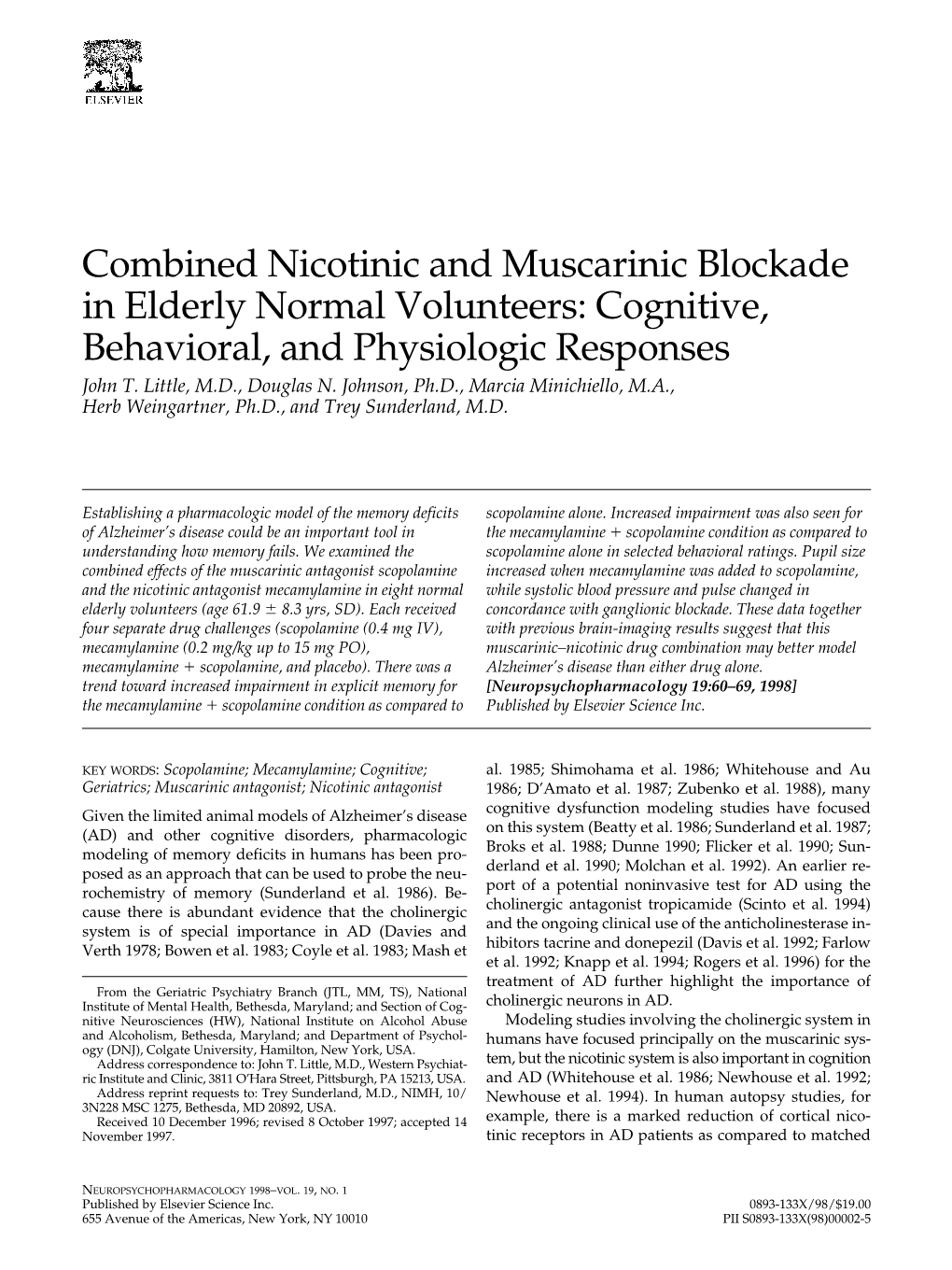 Cognitive, Behavioral, and Physiologic Responses John T