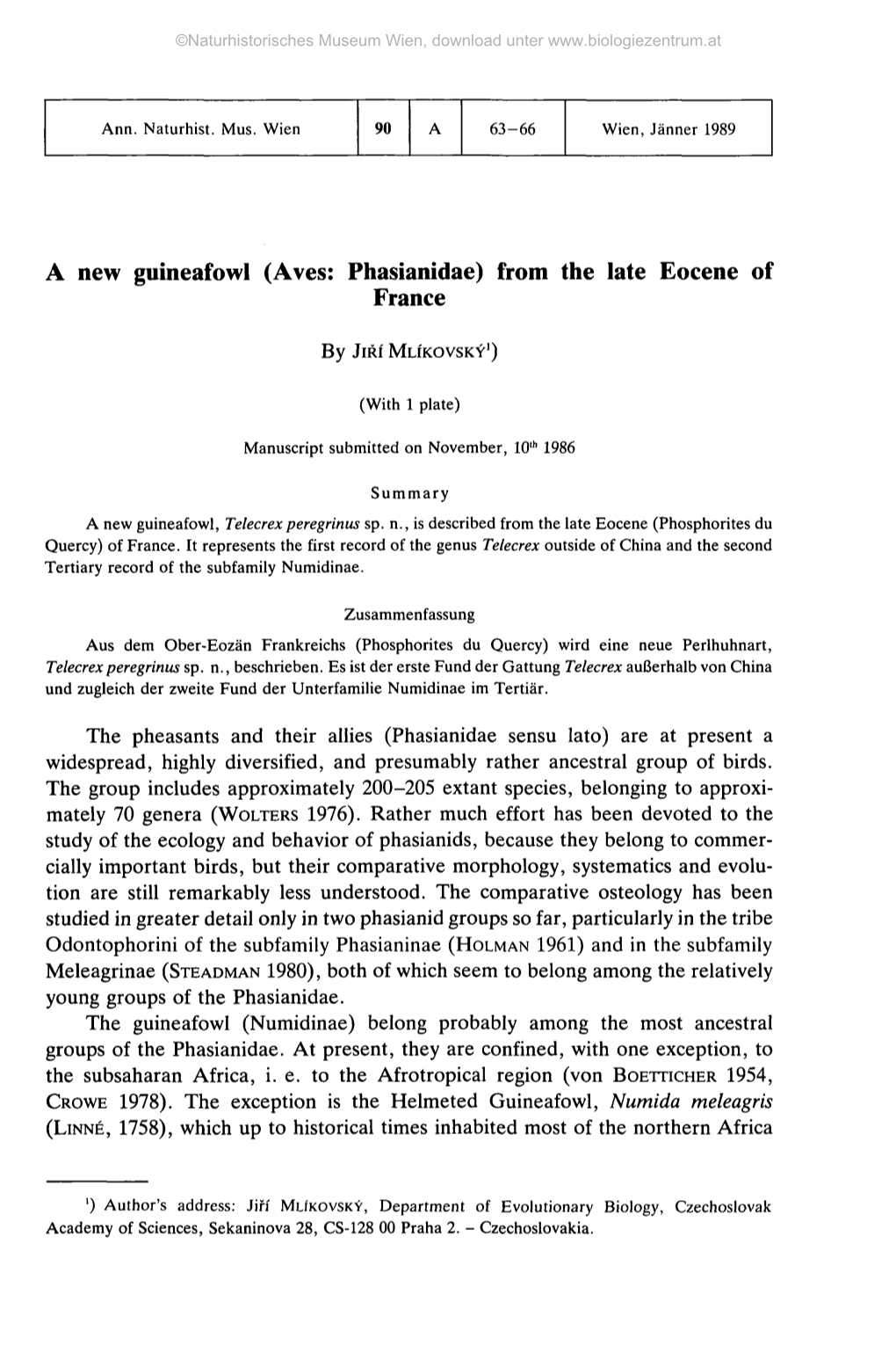 (Aves: Phasianidae) from the Late Eocene of France