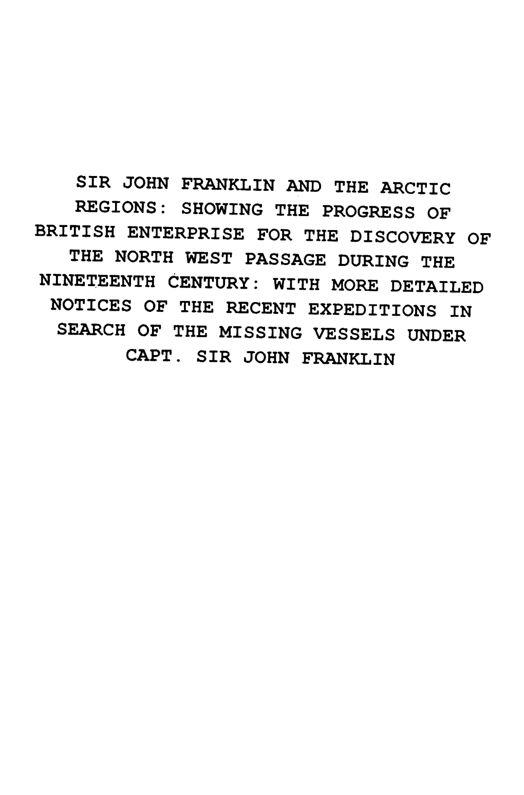 Sir John Franklin and the Arctic