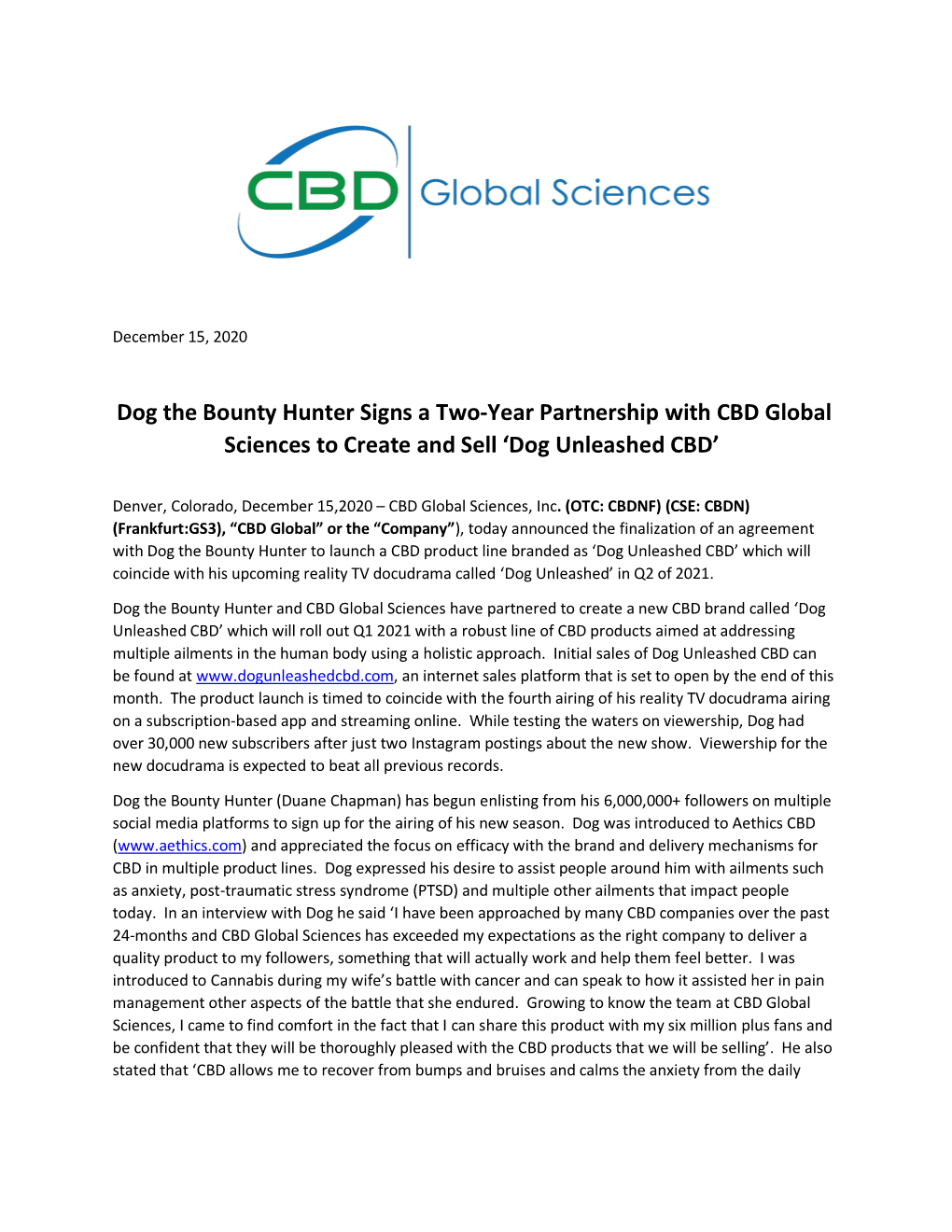 CBD Press Release