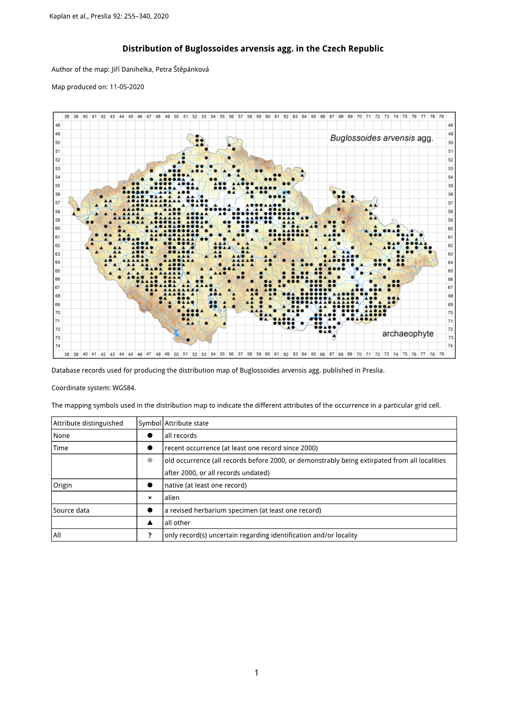 1 Distribution of Buglossoides Arvensis Agg. in the Czech Republic