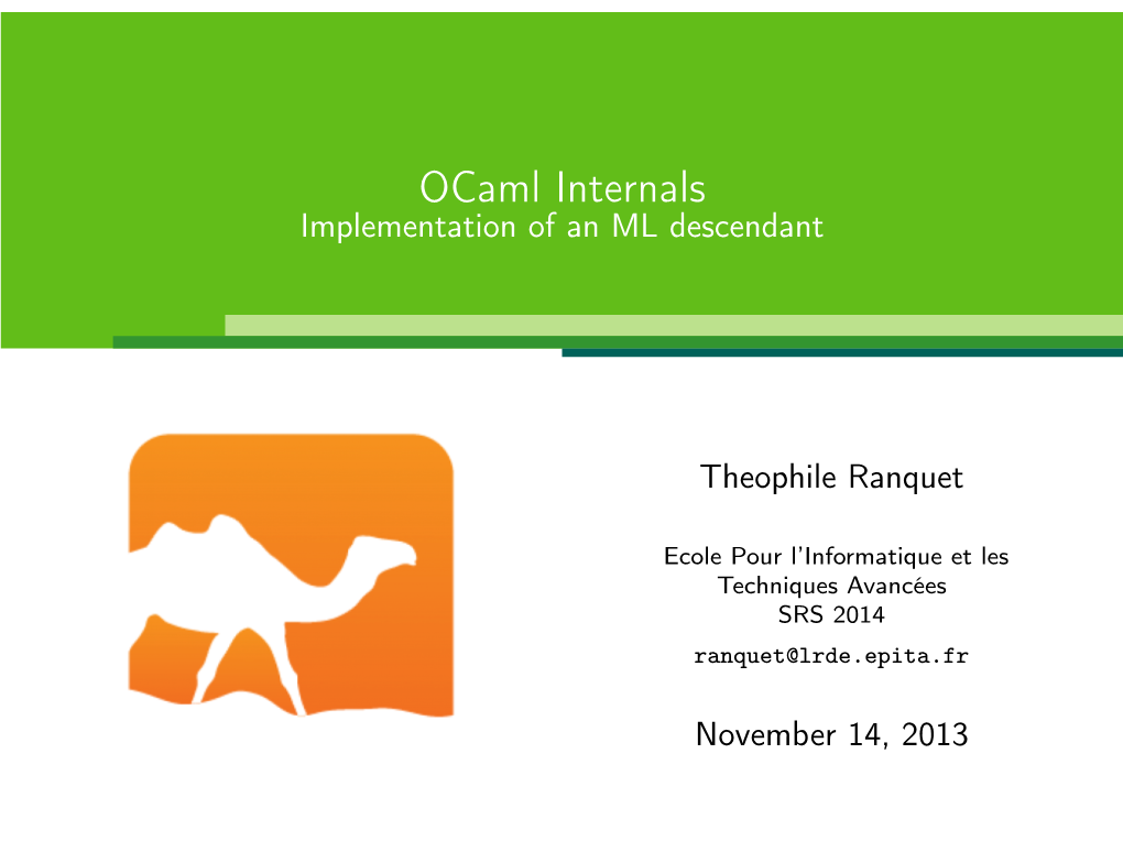 Presentation on Ocaml Internals