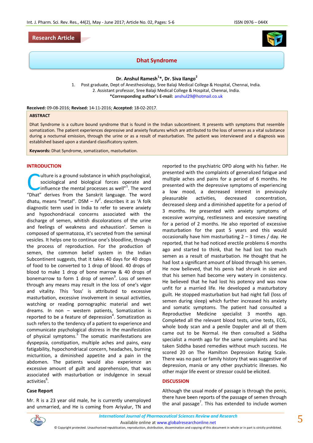 Dhat Syndrome Research Article