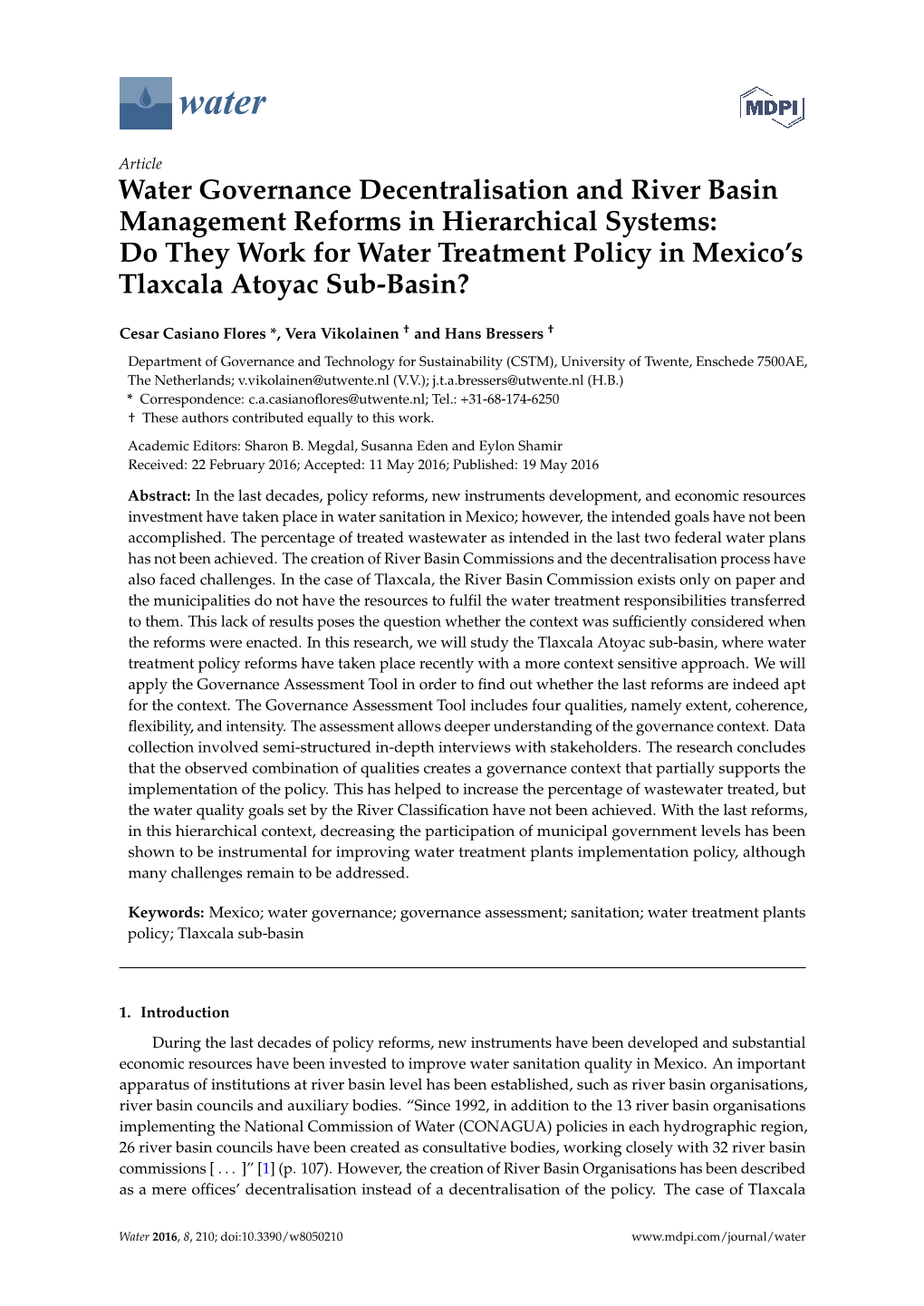 Water Governance Decentralisation and River Basin Management Reforms in Hierarchical Systems