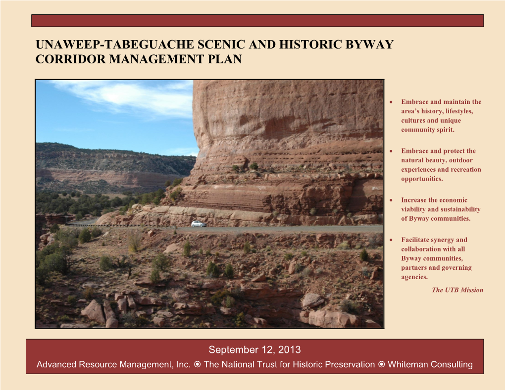 Unaweep Tabeguache Byway Corridor Management Plan