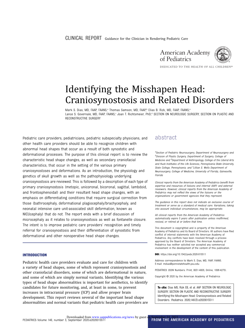 Craniosynostosis and Related Disorders Mark S