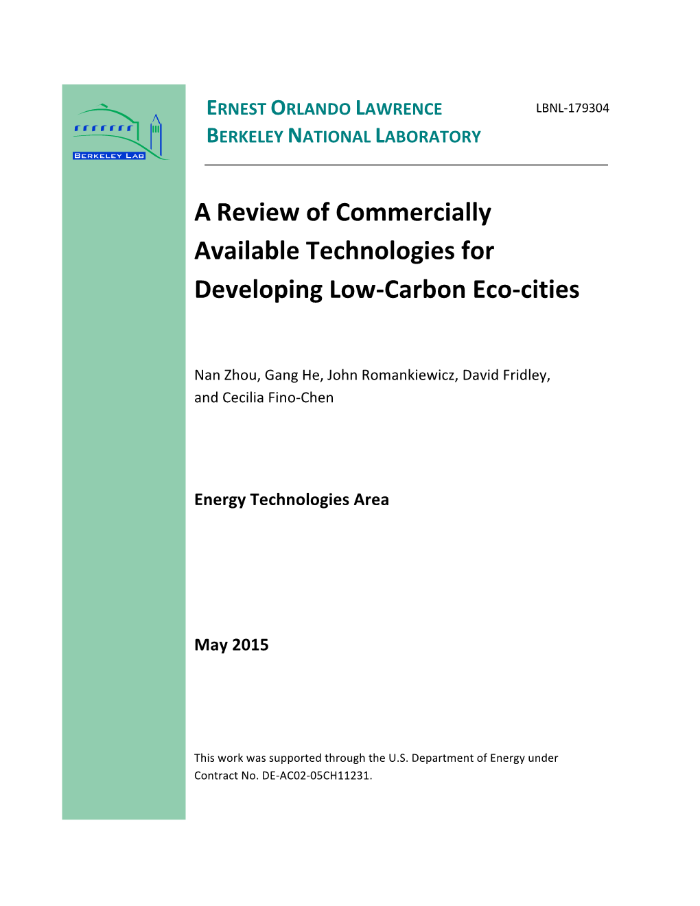 A"Review"Of"Commercially" Available"Technologies"For" Developing"Low:Carbon"Eco:Cities" !