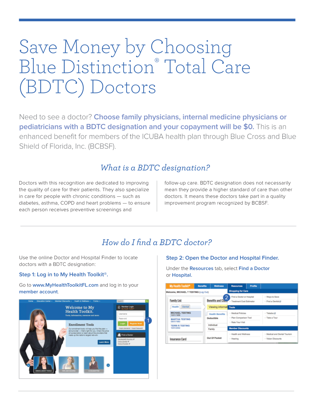 Save Money by Choosing Blue Distinction® Total Care (BDTC) Doctors
