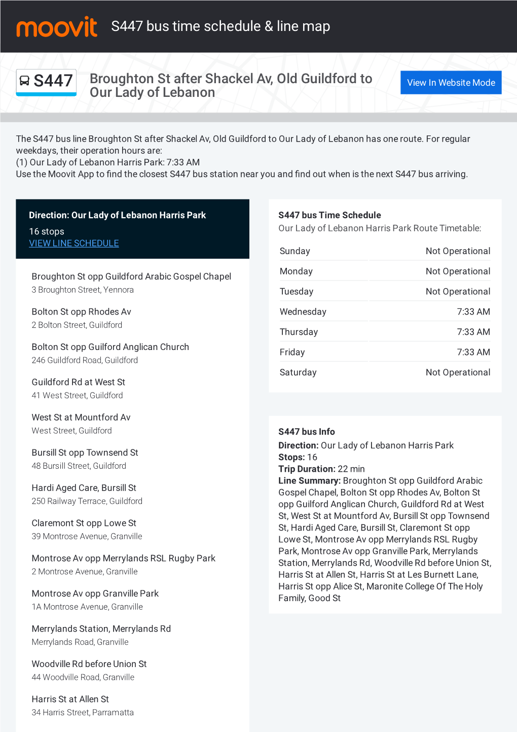 S447 Bus Time Schedule & Line Route