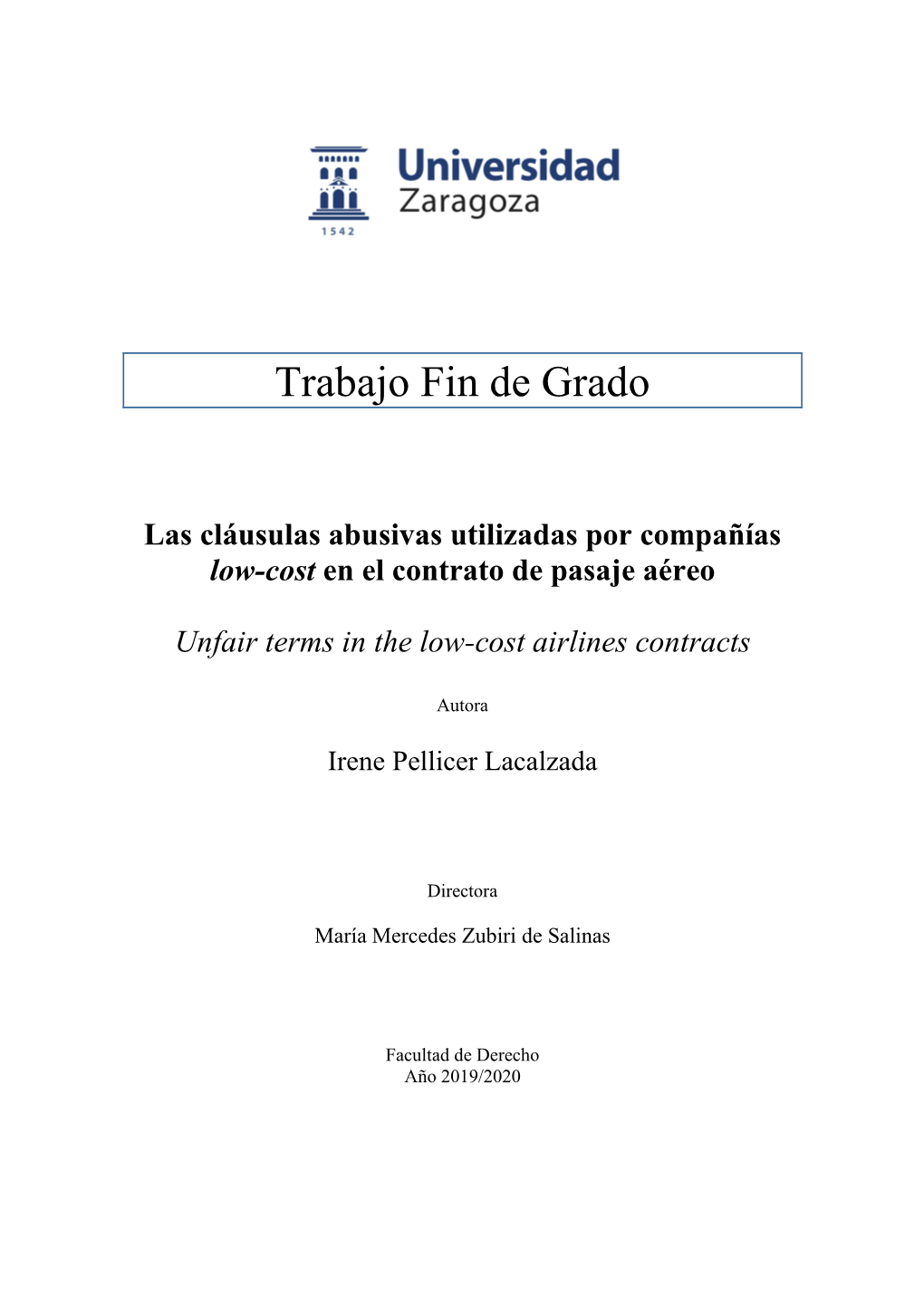 Las Cláusulas Abusivas Utilizadas Por Compañías Low-Cost En El Contrato De Pasaje Aéreo