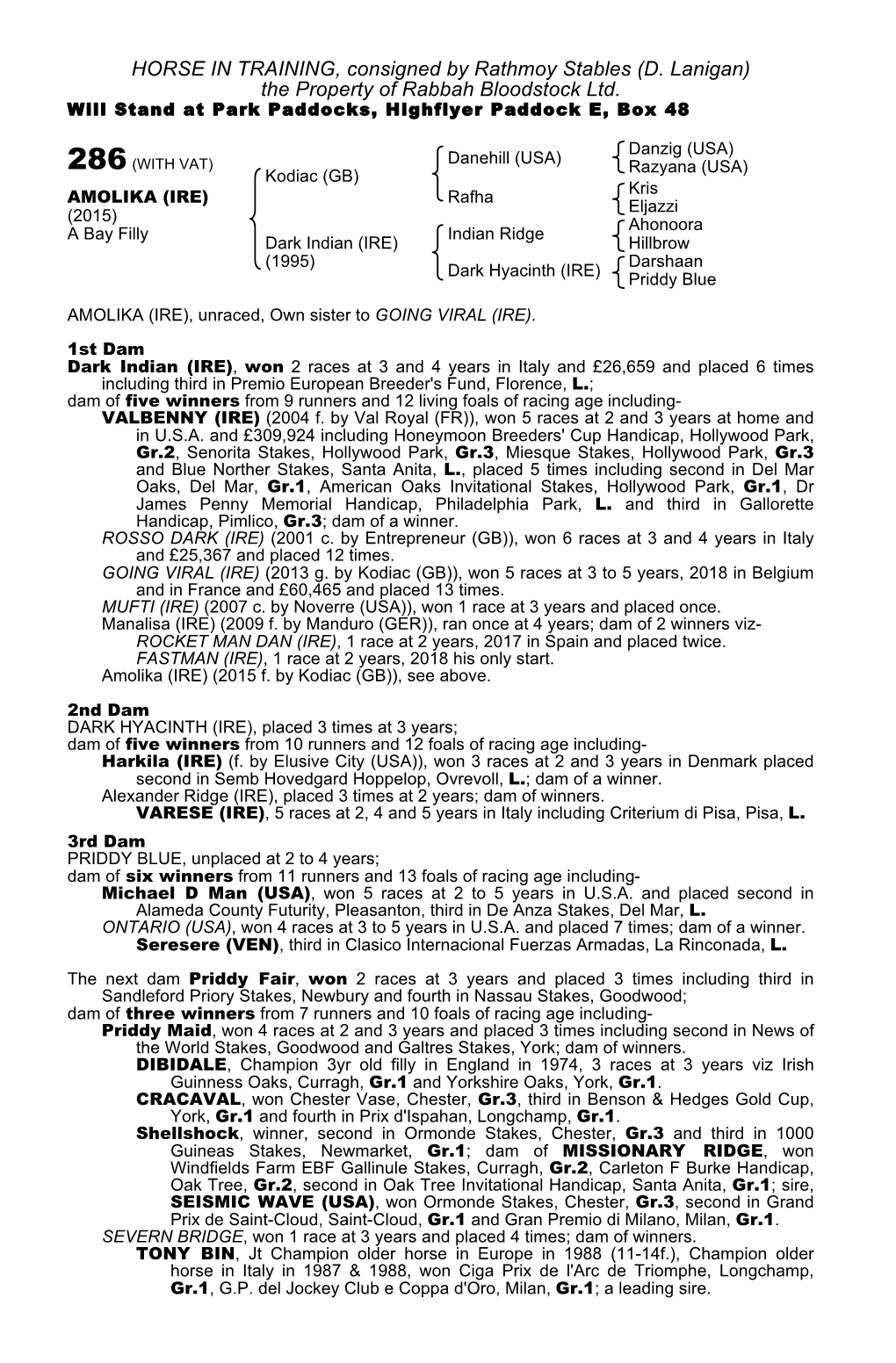 HORSE in TRAINING, Consigned by Rathmoy Stables (D