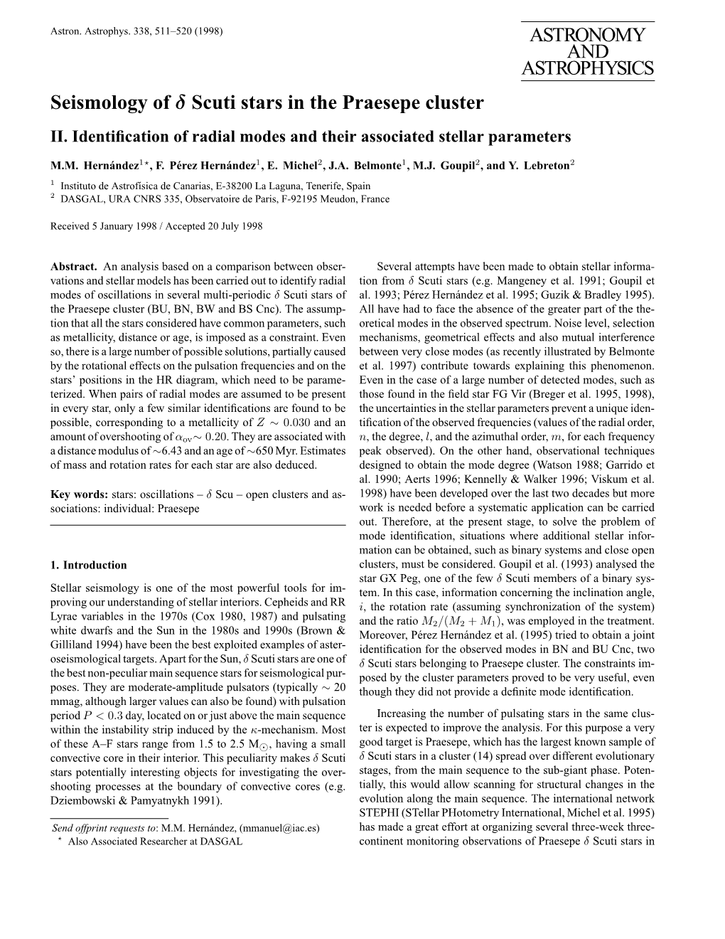 ASTRONOMY and ASTROPHYSICS Seismology of Δ Scuti Stars in the Praesepe Cluster II