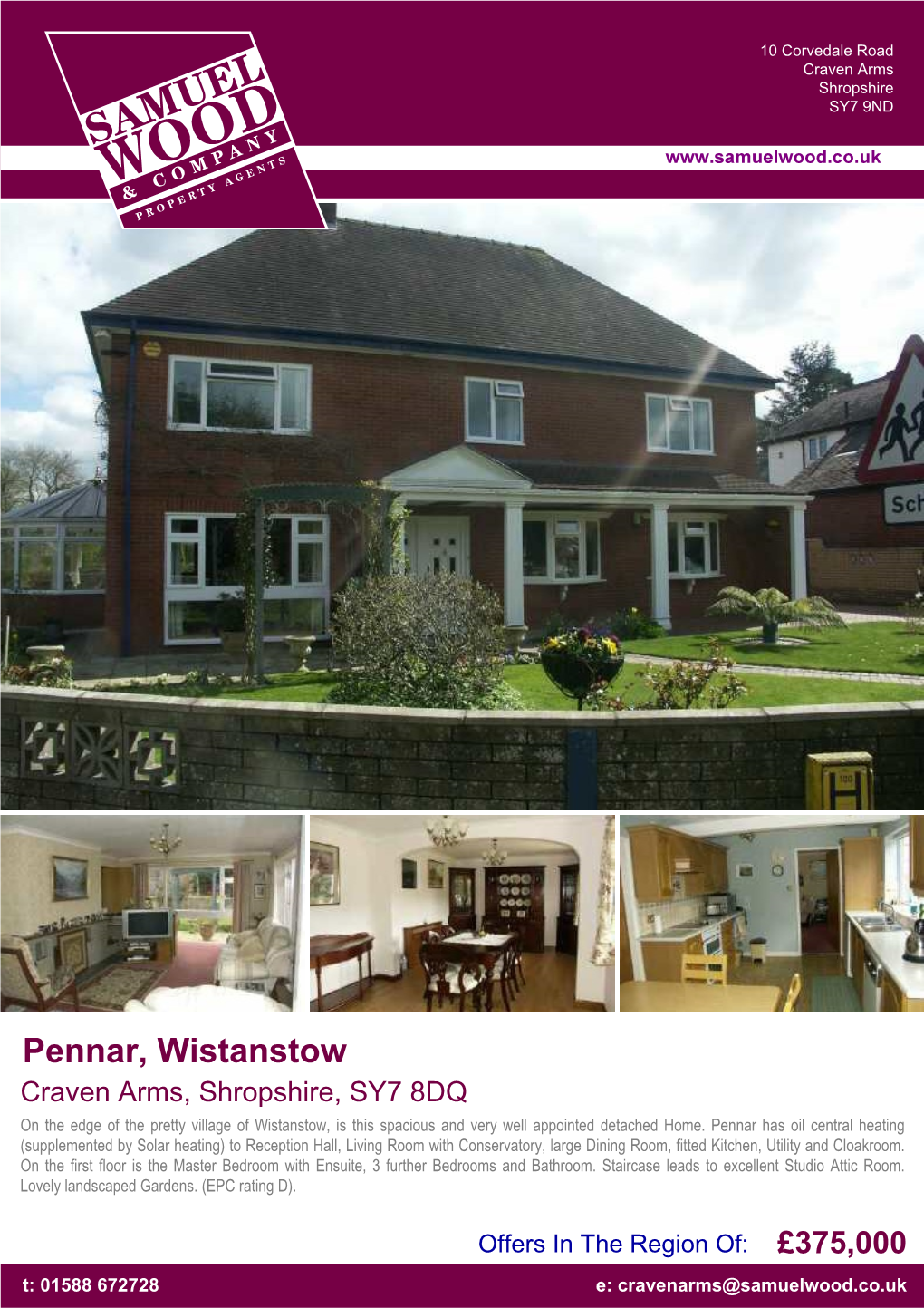 Pennar, Wistanstow Craven Arms, Shropshire, SY7 8DQ on the Edge of the Pretty Village of Wistanstow, Is This Spacious and Very Well Appointed Detached Home