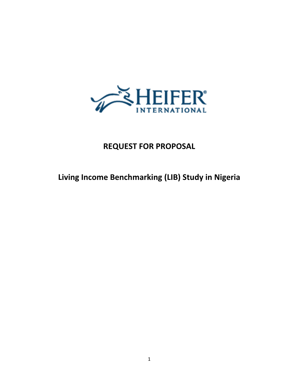 REQUEST for PROPOSAL Living Income Benchmarking
