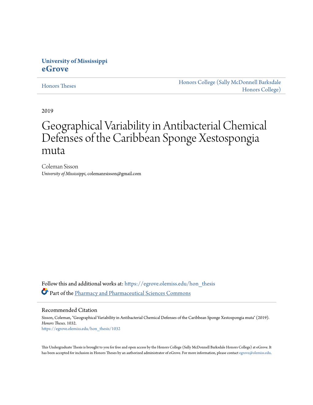 Geographical Variability in Antibacterial Chemical Defenses of the Caribbean Sponge Xestospongia Muta