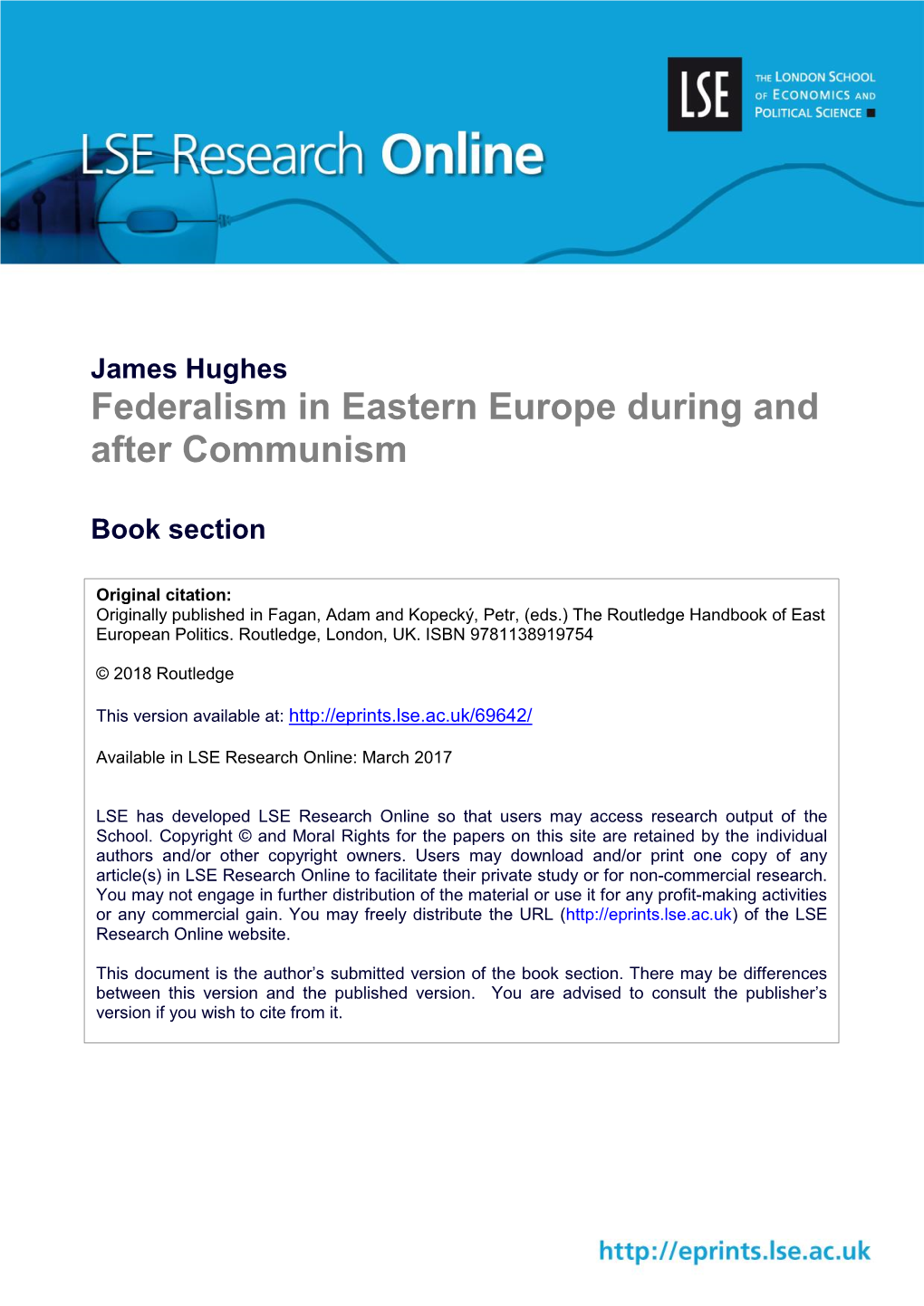 Federalism in Eastern Europe During and After Communism