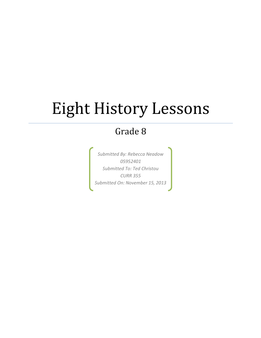 Eight History Lessons Grade 8