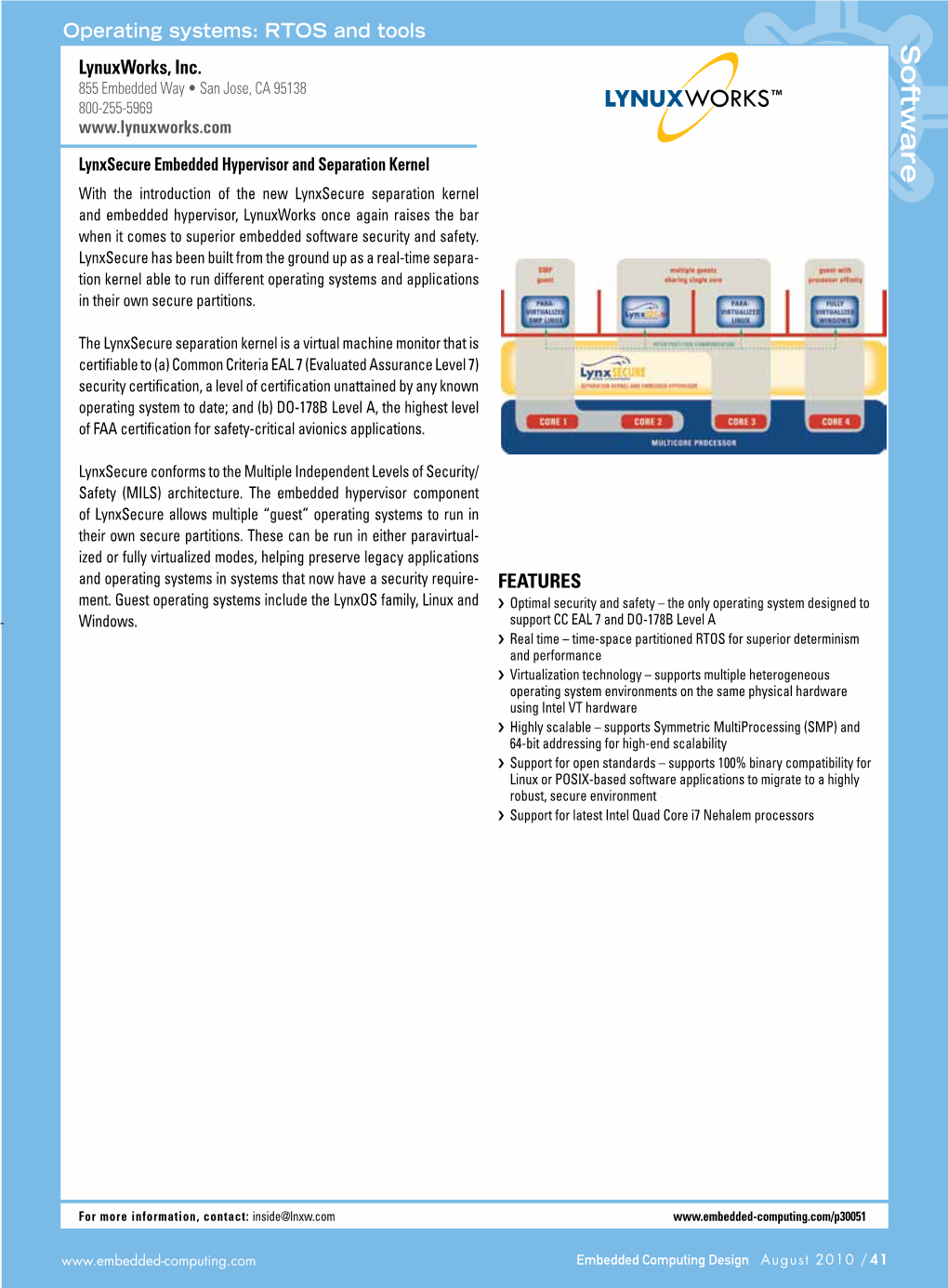 Lynuxworks Lynxsecure Embedded Hypervisor and Separation