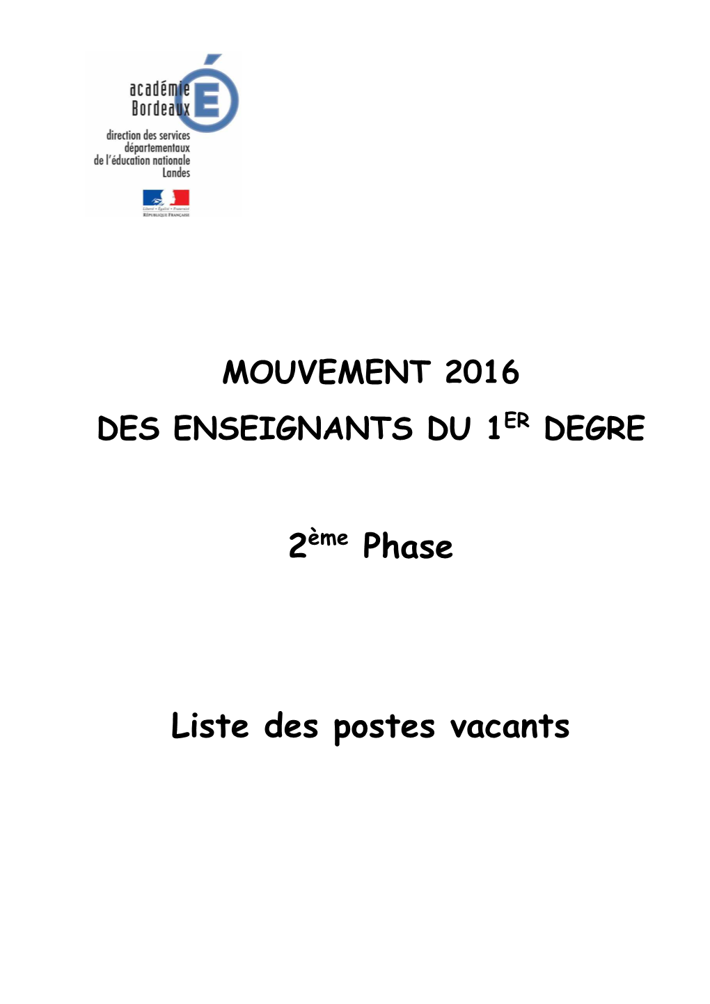 Cahier Des Postes 2Ème Phase MVT 2016