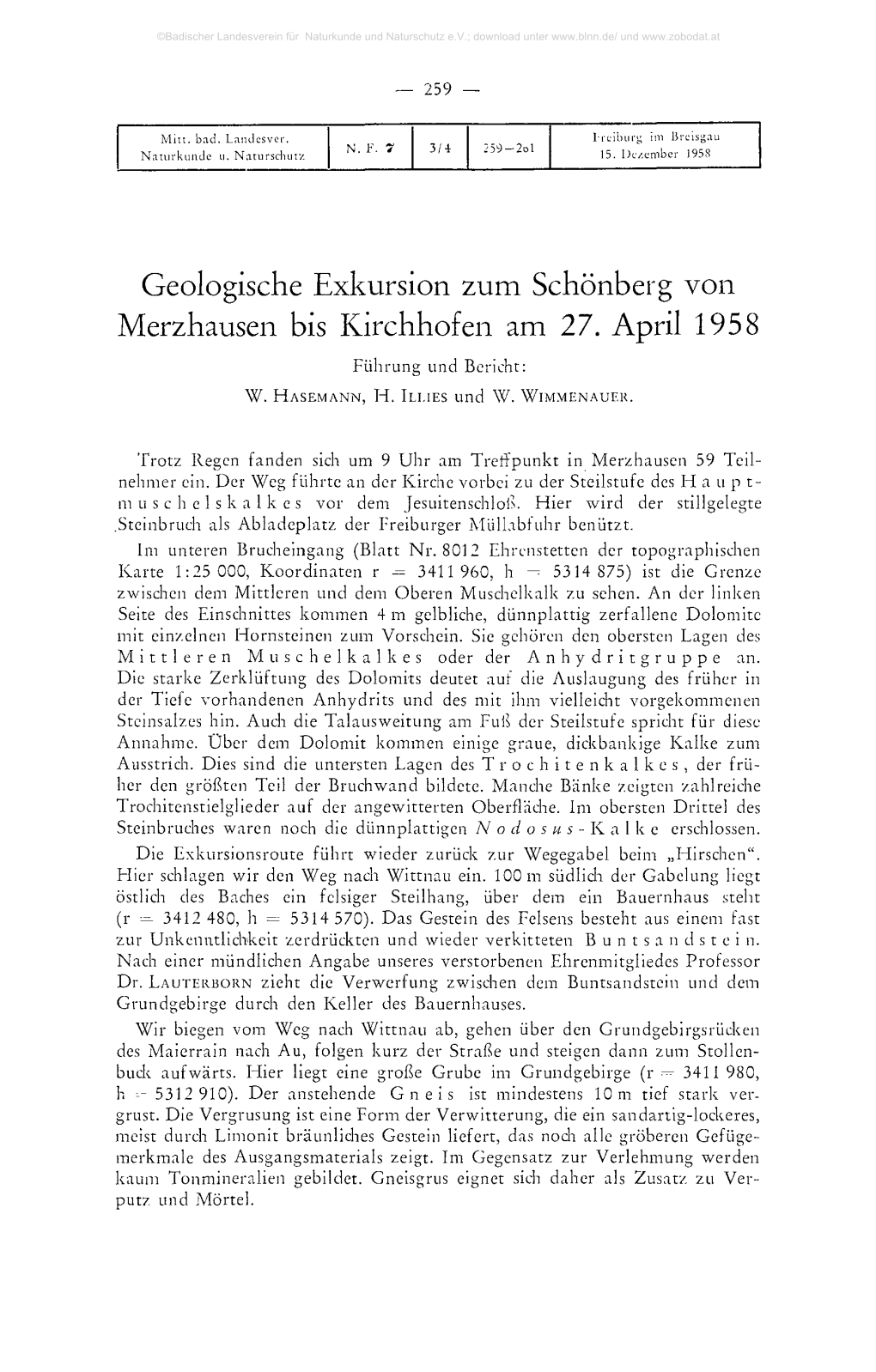 Geologische Exkursion Zum Schönberg Von Merzhausen Bis Kirchhofen Am 27