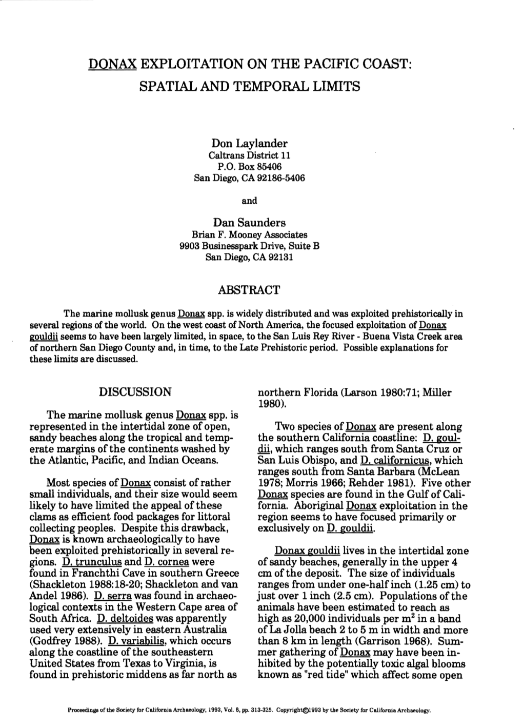 Donax Exploitation on the Pacific Coast: Spatial and Temporal Limits