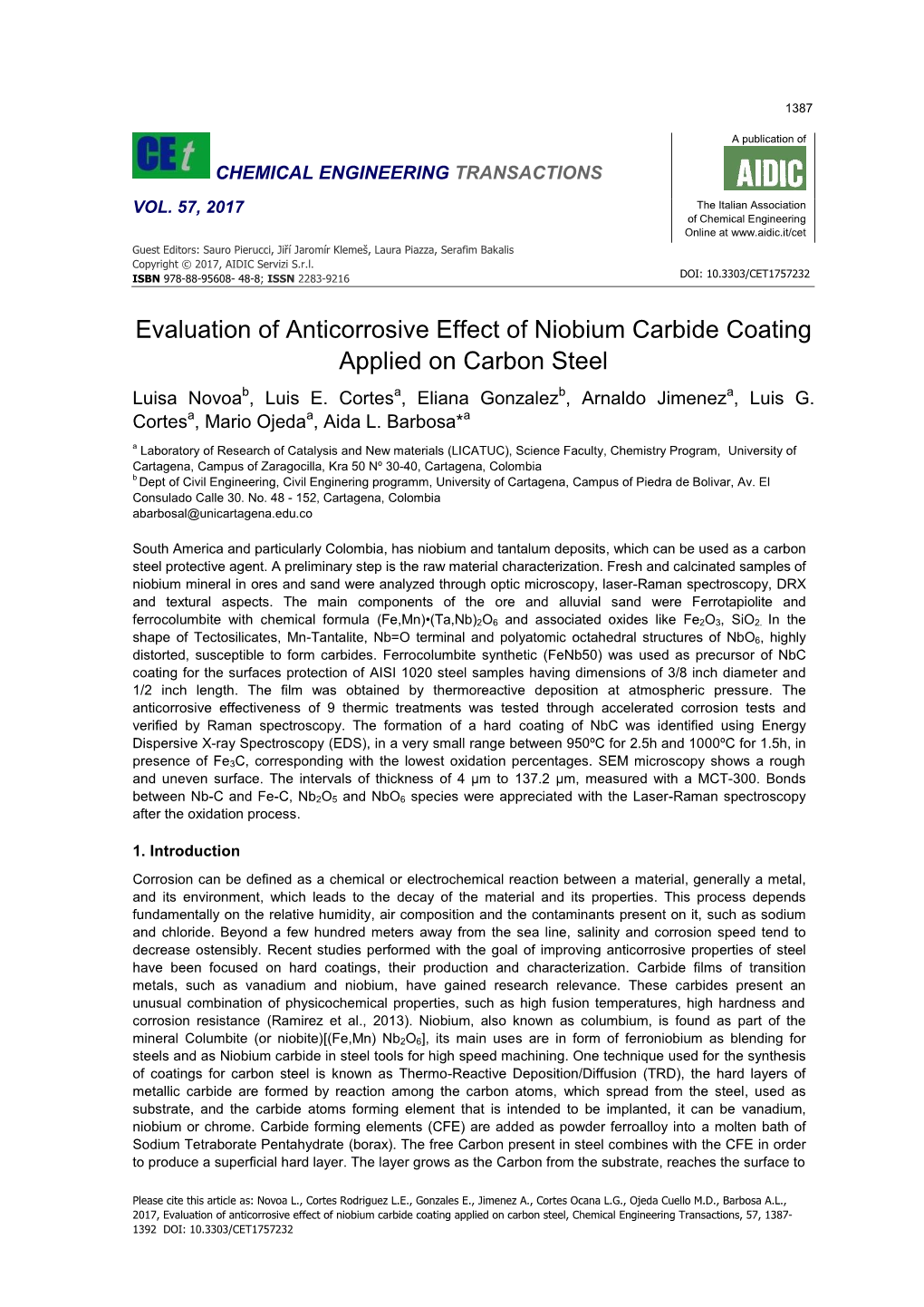 Evaluation of Anticorrosive Effect of Niobium Carbide Coating