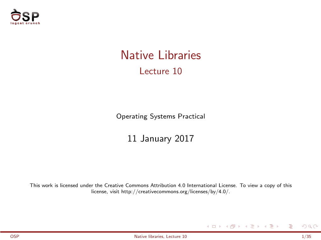 Native Libraries Lecture 10