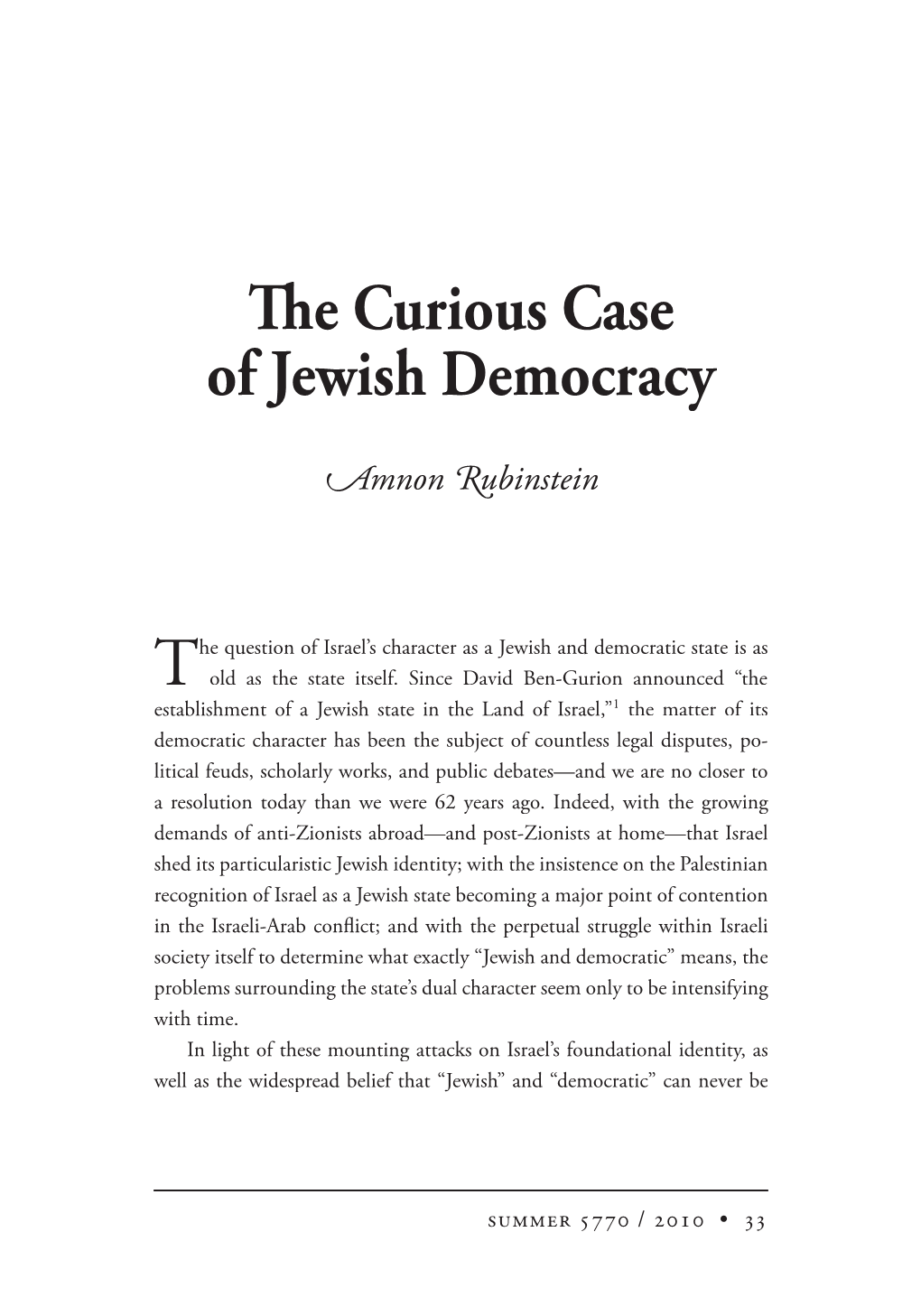 E Curious Case of Jewish Democracy