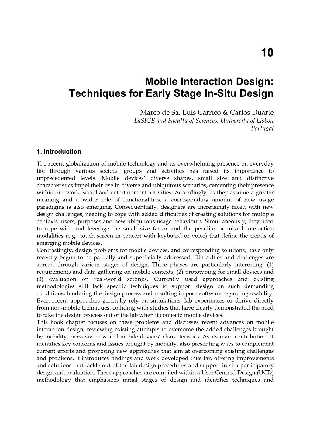 Mobile Interaction Design: Techniques for Early Stage In-Situ Design