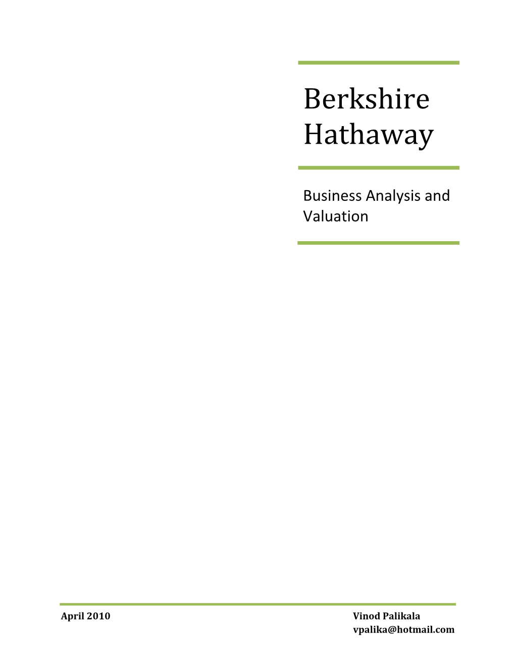 Berkshire Hathaway Valuation
