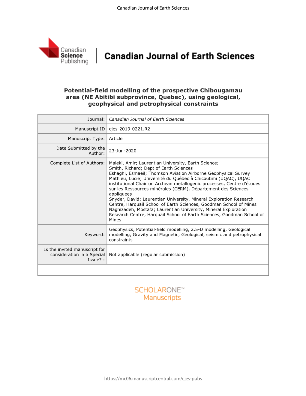 Potential-Field Modelling of the Prospective Chibougamau Area (NE Abitibi Subprovince, Quebec), Using Geological, Geophysical and Petrophysical Constraints