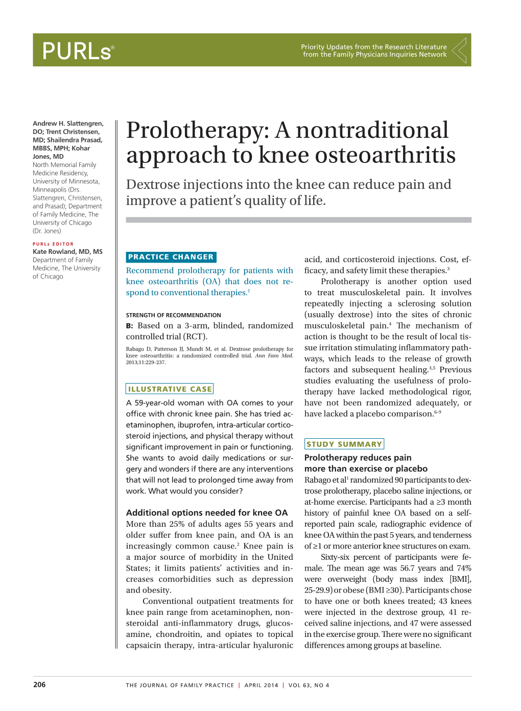 Prolotherapy: a Nontraditional Approach to Knee Osteoarthritis