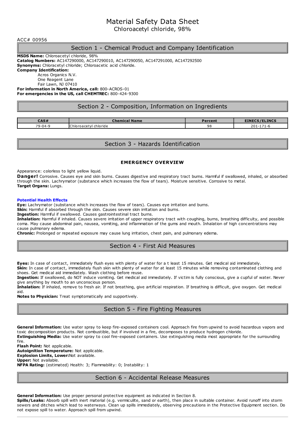 Material Safety Data Sheet