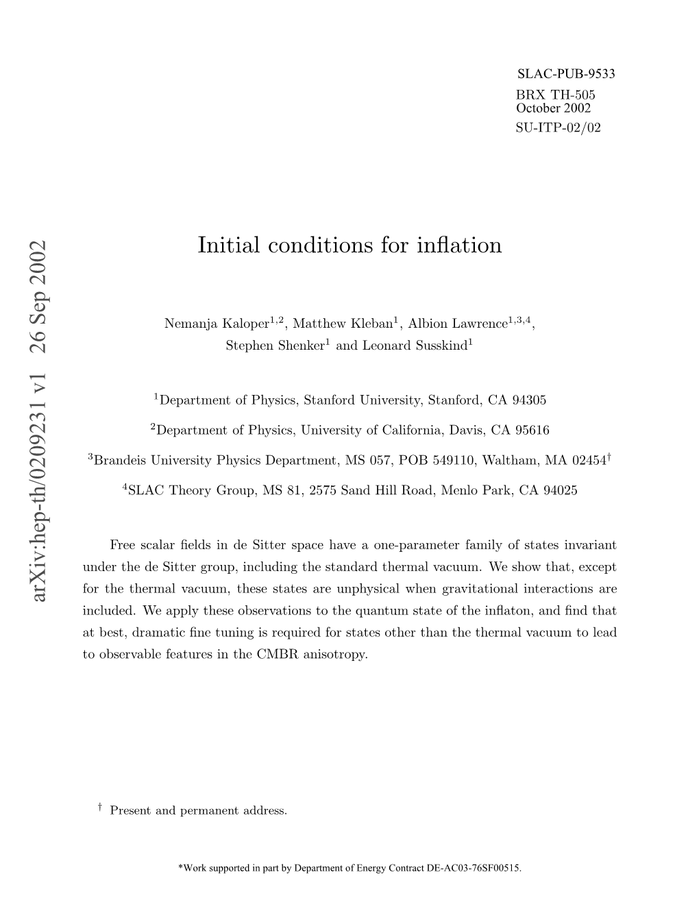 Arxiv:Hep-Th/0209231 V1 26 Sep 2002 Tbs,Daai N Uigi Eurdfrsae Te Hntetemlvcu Olead to Vacuum Thermal the Anisotropy